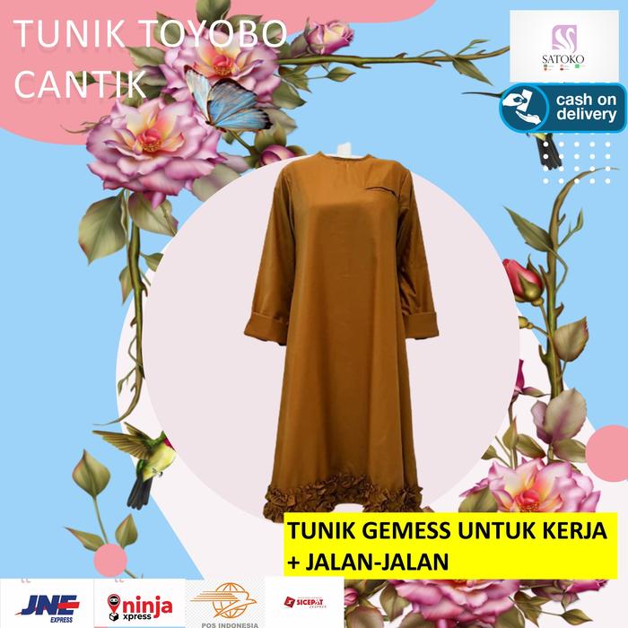 BAJU ATASAN TUNIK KATUN TOYOBO TUNIC MODERN ELEGAN CANTIK WANITA SEVIA