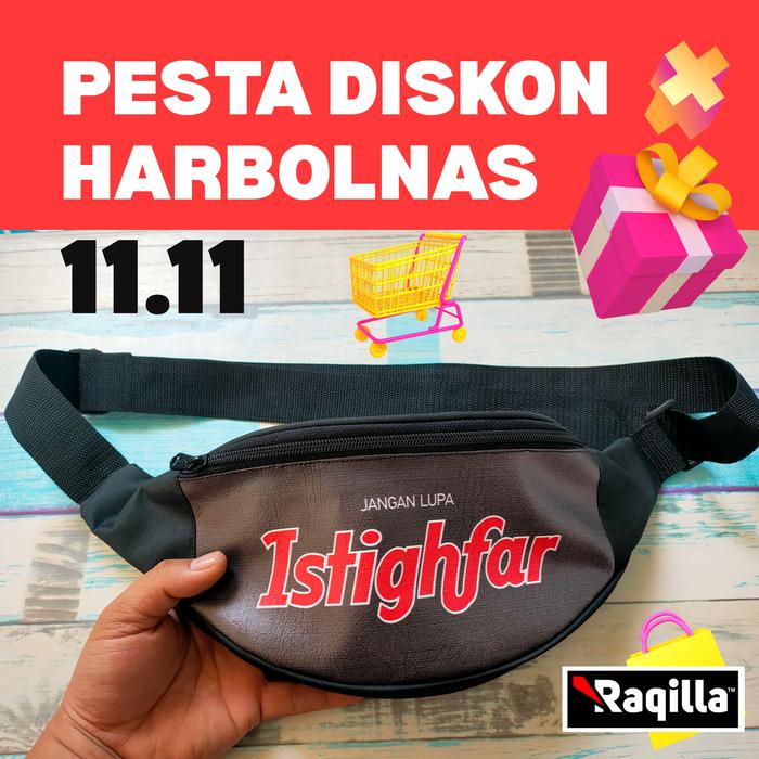 waist bag pria tulisan istigfar tas selempang istigfar