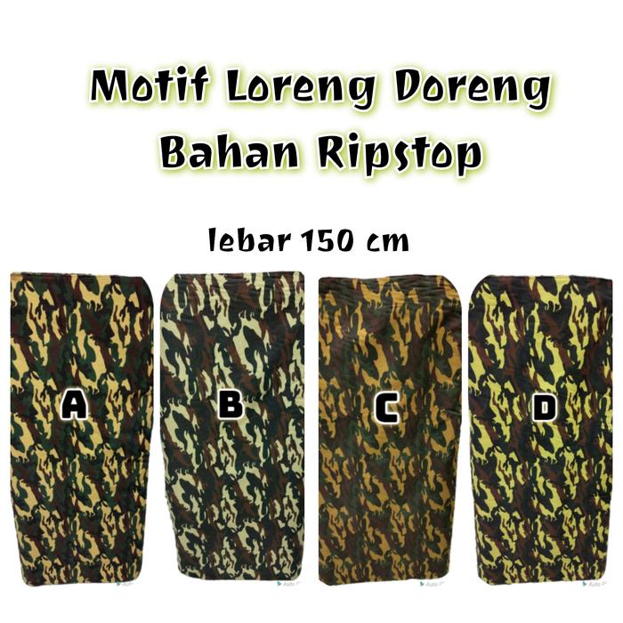 Kain meteran bahan Ripstop motif Doreng Loreng