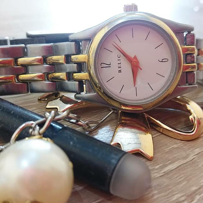 jam tangan wanita relic fossil Model Gelang Rantai 2 Warna
