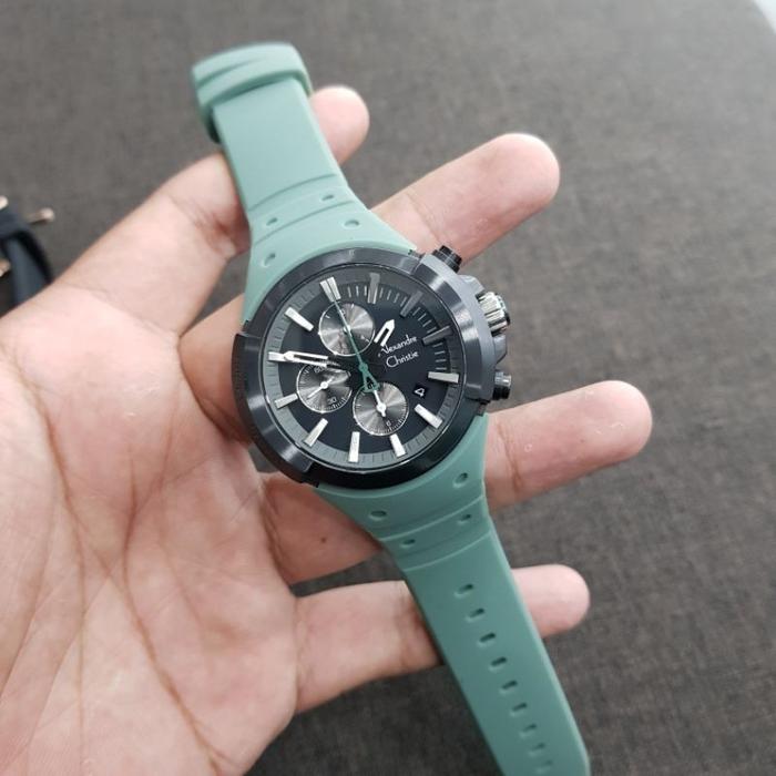 Alexandre Christie Original AC6566 Black Green Jam Pria Original