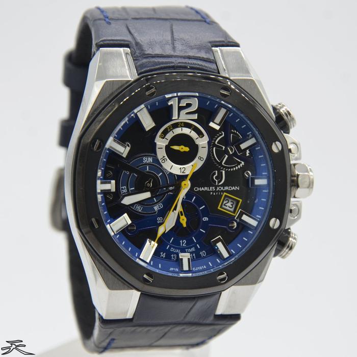CHARLES JOURDAN CJ1014-1385C - Jam Tangan Pria Kulit Original - Blue