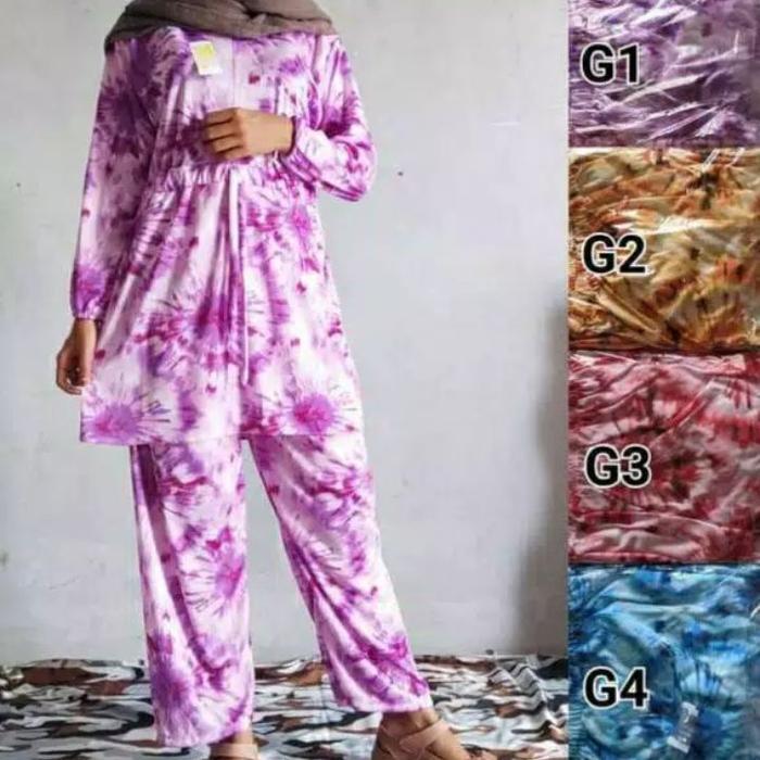 Setelan celana motif tydye/ busui PROMO BELI 2PCS FREE PARFUM THAILAND