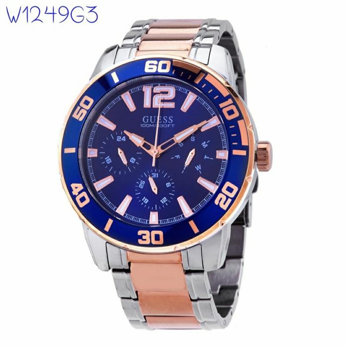 Jam Tangan Pria Guess W1249G3 Two Tone S.Steel Original 4.6cm