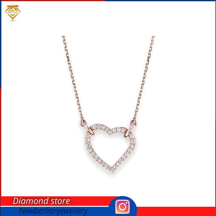 kalung + liontin berlian eropa asli-model love -perhiasan emas asli