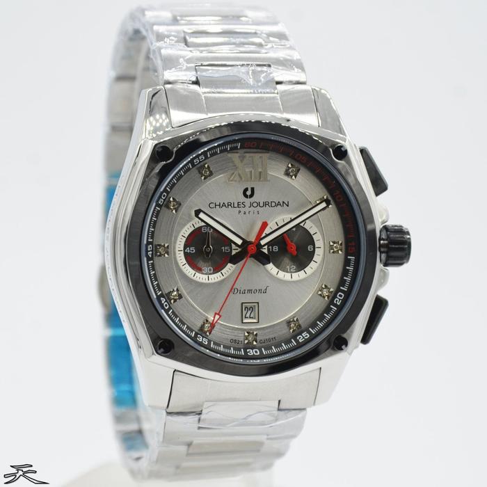 CHARLES JOURDAN CJ1011-1313C DIAMOND - Jam Tangan Pria Original Silver