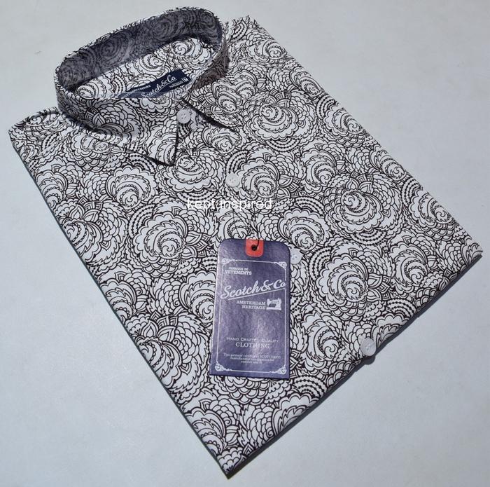 SCOTCH&CO Kemeja Pria Casual Lengan Pendek Putih Motif Reguler TDS 48