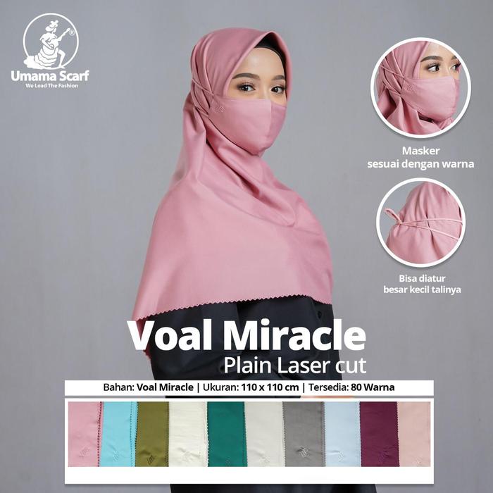 Hijab Segi Empat Laser Cut Set Masker Voal Miracle Umama Scarf