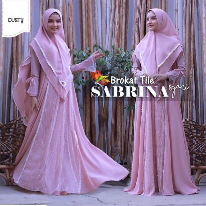 CT Baju muslim syari/Gamis syari set khimar brukat tile