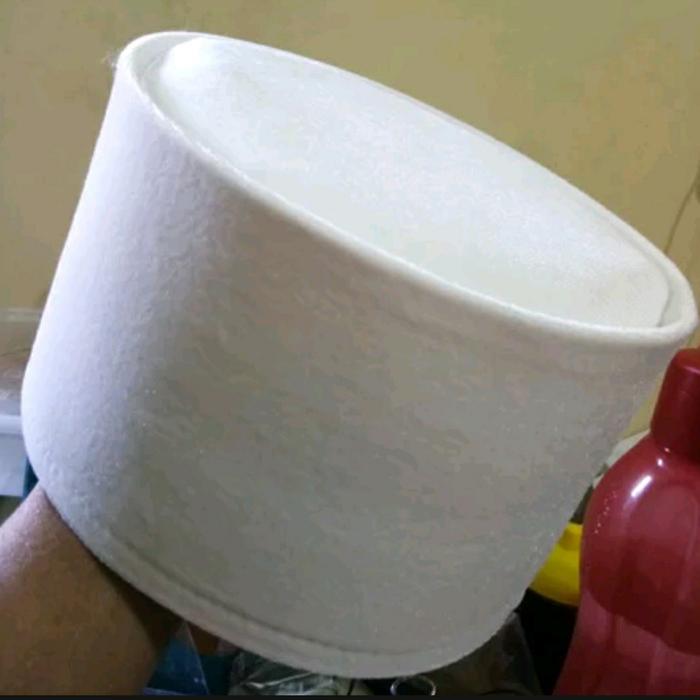 Peci Kopiah Turki bludru putih tinggi 15 cm