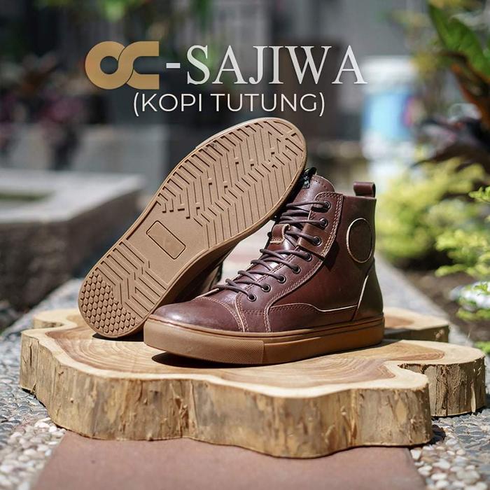 SEPATU BOOT CLASSIC PRIA OC SAJIWA COKLAT KASUAL BAHAN KULIT SAPI ASLI