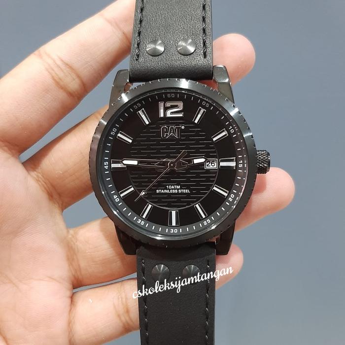 JAM TANGAN PRIA CATERPILLAR CAT NP.161.34.132 BLACK LEATHER ORIGINAL