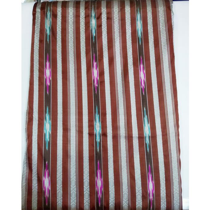 Kain Meteran Sutra Asli 100% Tenun Ikat Motif Co' Bo' Kombinasi Garis