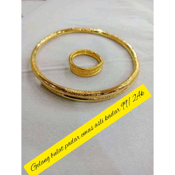 Gelang bulat padu emas asli kadar 99/24k