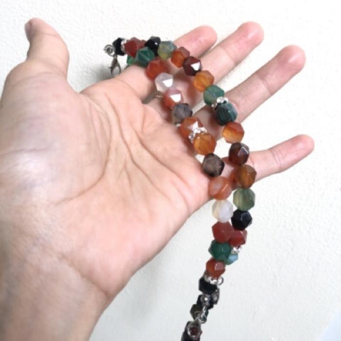Pengait Extender Connector Masker Hijab Batu Agate Diamond Gradasi