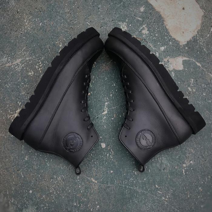 Lewis Full Black - Sepatu Sneaker Boots Kulit Sapi Asli