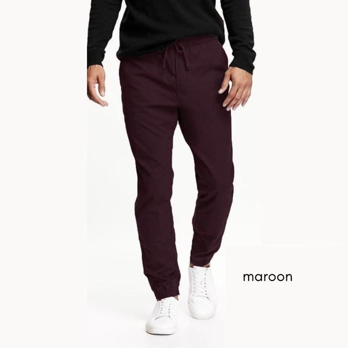 celana jogger pria joger jeans ANKO ORIGINAL slim jogger - maroon