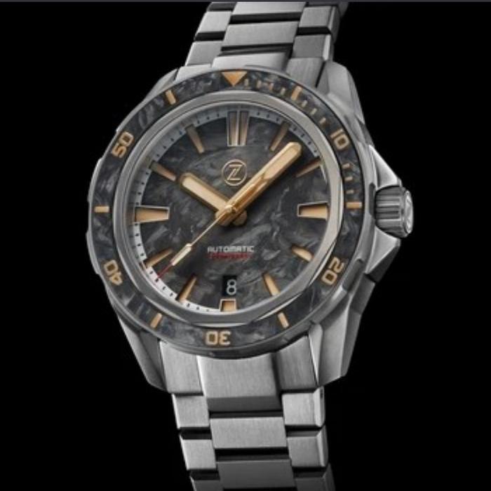 Zelos Watch Swordfish Titanium Forged Carbon 42mm Brand New Limited Ed