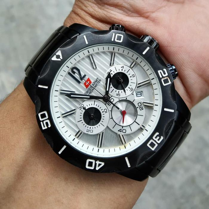 Jam Tangan Swiss Army Chronograph HC 2390 Quartz Stell