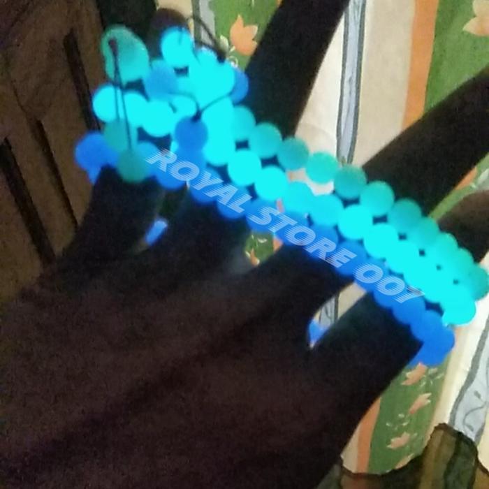Tasbih batu plurite 33/8mm bisa nyala dalam gelap tas unik tasbih aura