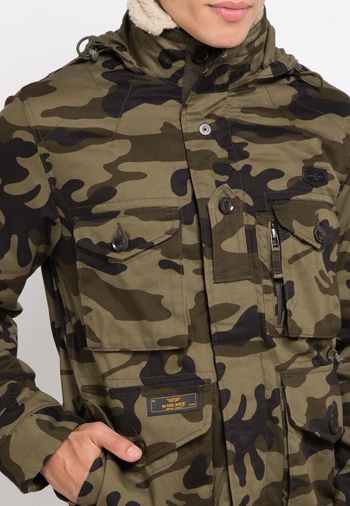 Jaket Parka Pria Asli Brand MGee 3451C Leon 001 Green Camo