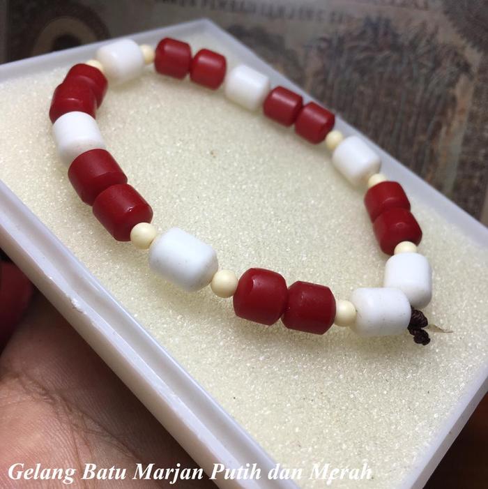 Gelang Batu Marjan Putih dan Merah Asli Mekah Oleh Oleh Orang dulu