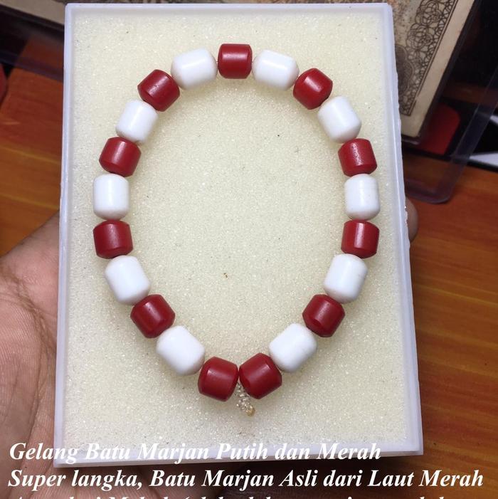 Gelang Batu Marjan Putih dan Merah Asli Mekah Sangat Langka Full