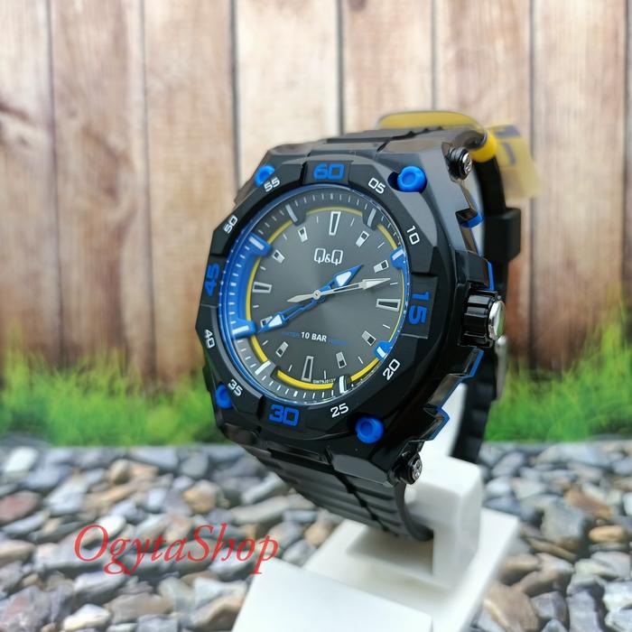 Jam Tangan Pria Q&Q QnQ QQ Analog Tali Hitam GW79J013Y Original