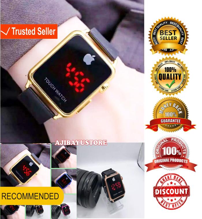 JAM TANGAN WATCH IPHONE RUBBER HITAM TOUCH SCREEN CASE WARNA
