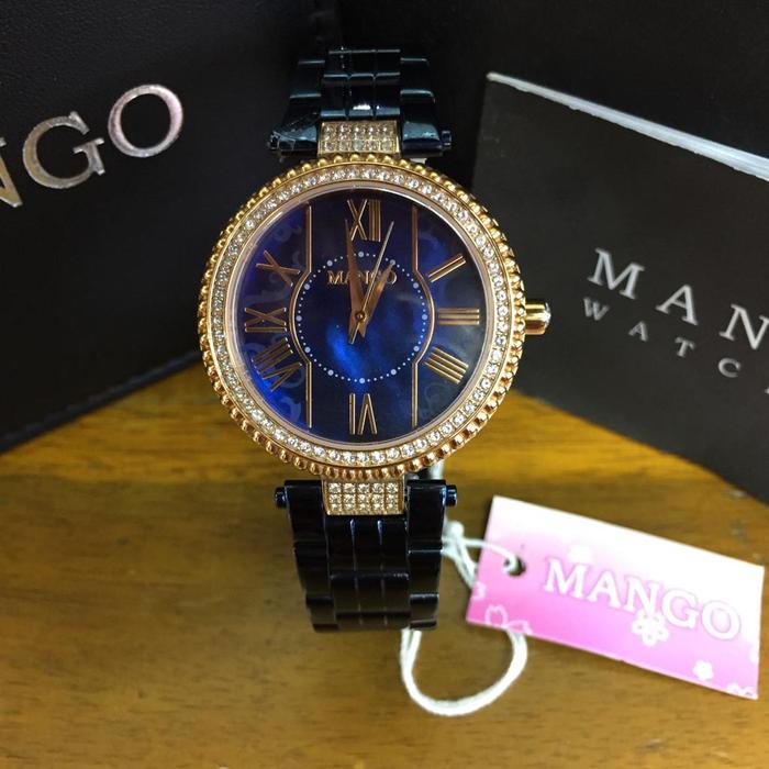 JAM TANGAN WANITA MANGO MA6697L-55R BLUE ROSEGOLD ORIGINAL BERGARANSI