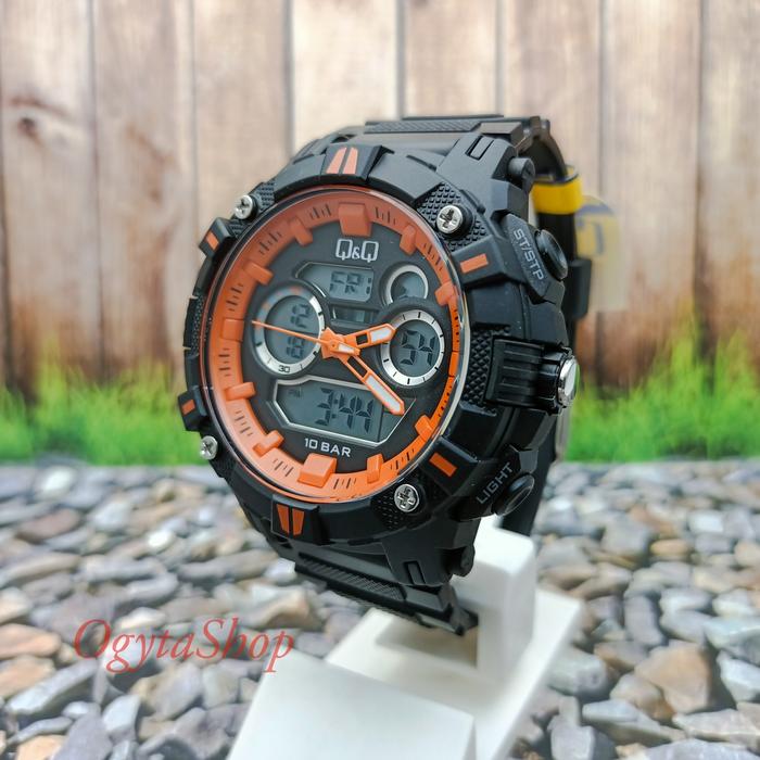 Jam Tangan Pria Q&Q QnQ QQ Analog Digital Hitam GW88J008Y Original