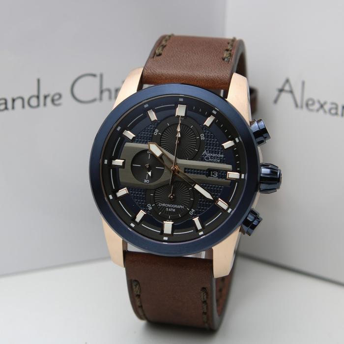 ALEXANDRE CHRISTIE AC 6562 PRIA ROSEGOLD BLUE LEATHER BROWN ORIGINAL