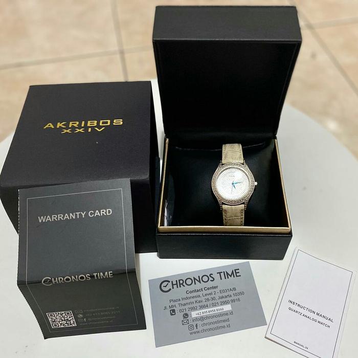Jam tangan wanita Analog Akribos XXIV AK474-GY Seiss Brialliance ORI