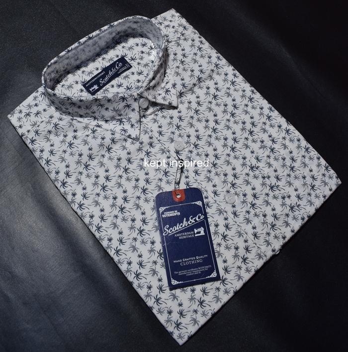 SCOTCH&CO Kemeja Pria Casual Lengan Pendek Putih Motif Reguler TDS 53