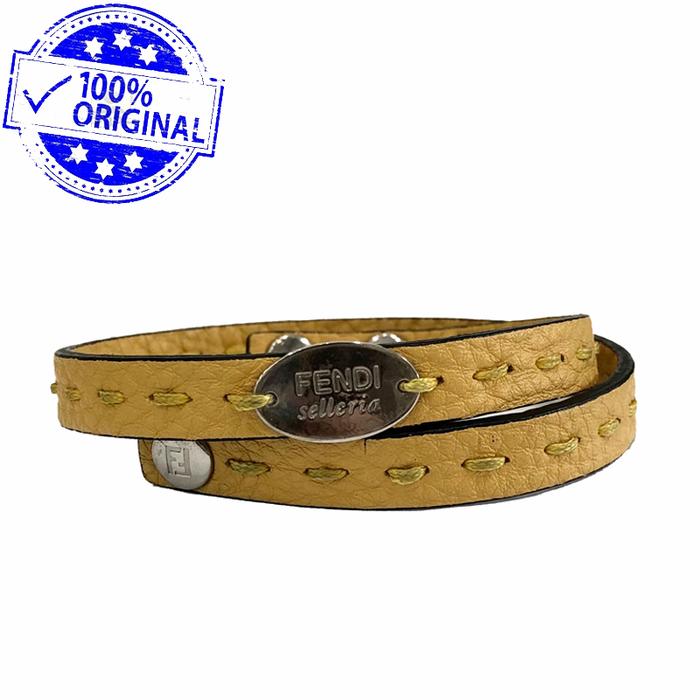 Preloved Fendi Selleria Double Wrap Leather Bracelet Original