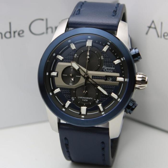 Jam Tangan Alexandre Christie Pria AC6562 Silver Blue Original