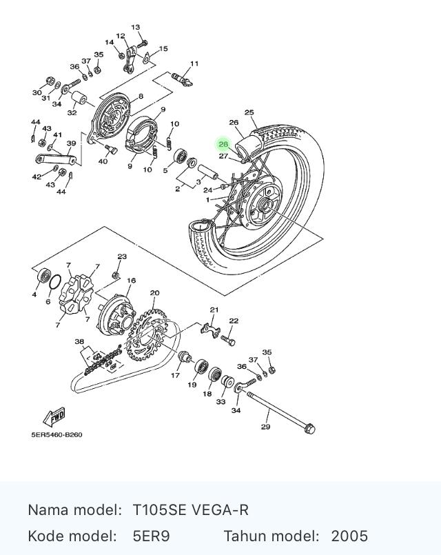 Ring Tromol Roda Belakang 94414-17849 Vega R Old