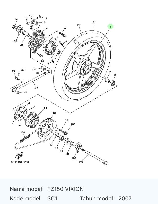 Velg Racing Belakang 3C1-F5338-00 Vixion