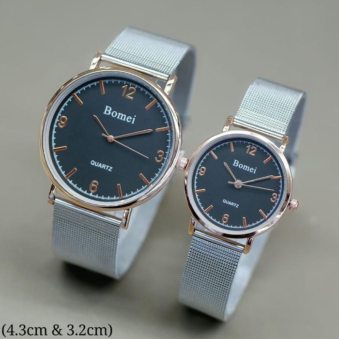 Promo Jam Tangan Merk Bomei (4.3cm & 3.2cm) Rantai Pasir Sepasang