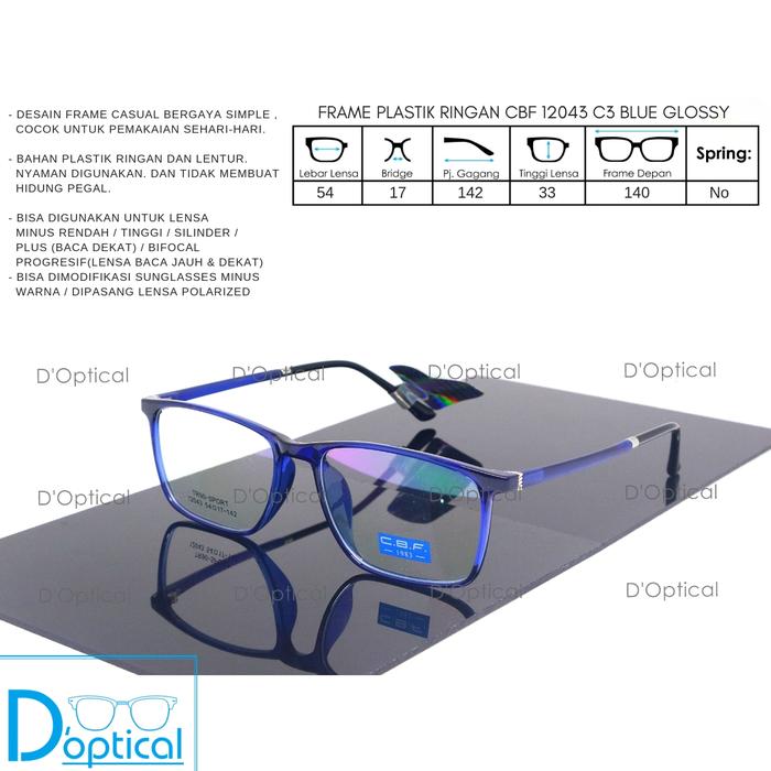 Frame Kacamata Resep Minus Pria Wanita CBF 12043