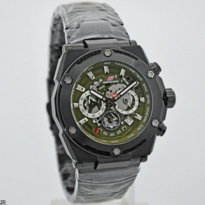JAM TANGAN CHRONOFORCE 5297 CF 5297 PRIA BLACK GREEN ORIGINAL