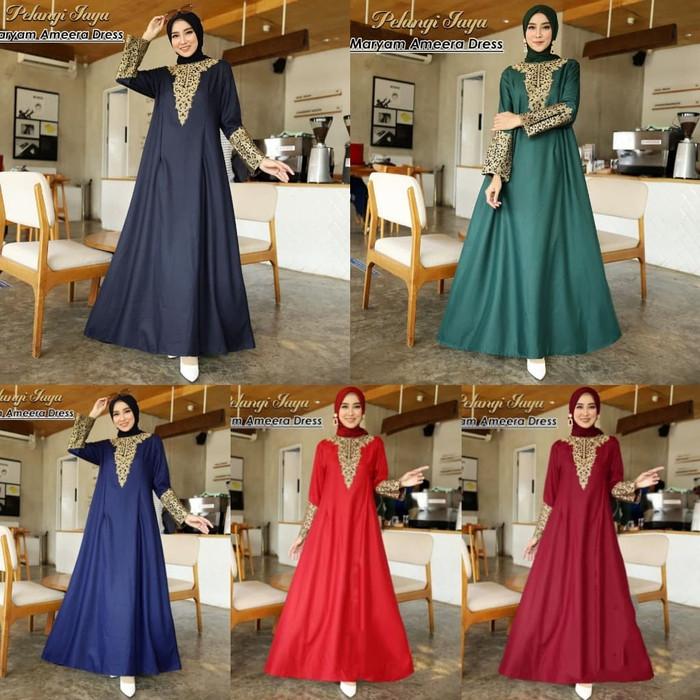 Gamis Muslim Wanita Bahan Katun Toyobo Warna Merah