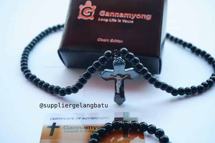 GANAMYONG batu GIOK hitam SALIB YESUS katolik benediktus bukan rosario
