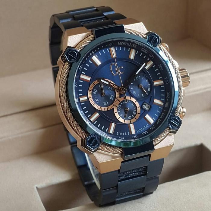 Jam Tangan Pria Guess Collection GC Y2400 Crono S.Steel Ori BM 45mm