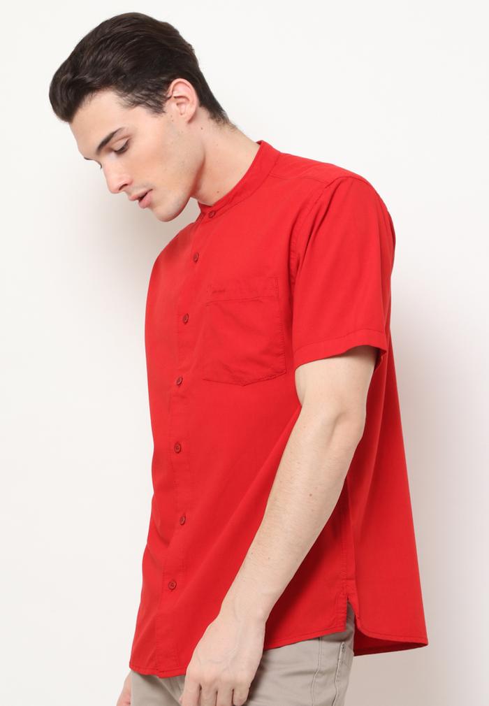 Baju Koko Lengan Pendek Pria Asli Brand MGee 3451C Peace Red