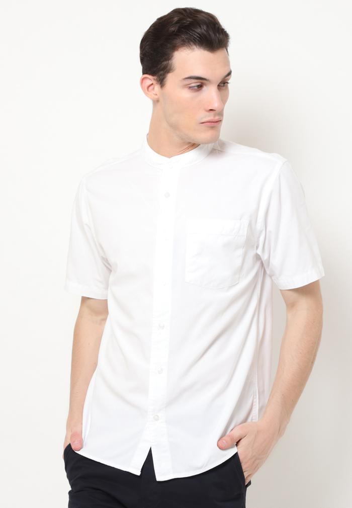 Baju Koko Lengan Pendek Pria Asli Brand MGee 3451C Peace White