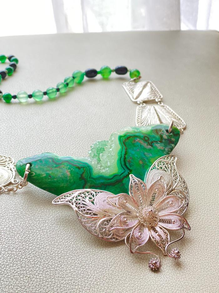 Kalung Batu Asli Nusantara Pacitan Hijau Giok Batik Accessories