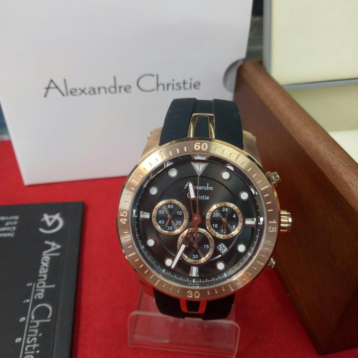 jam tangan analog pria alexandre christie ac 6533 MC rubber /karet