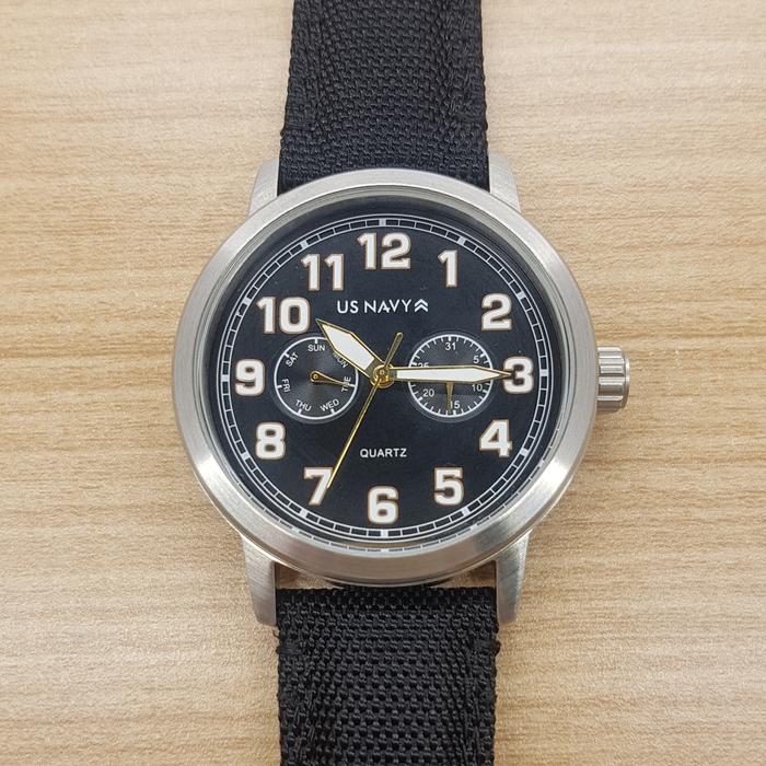 Sale! US NAVY 83419MA Black Dial Black Leather Strap Men's Watch