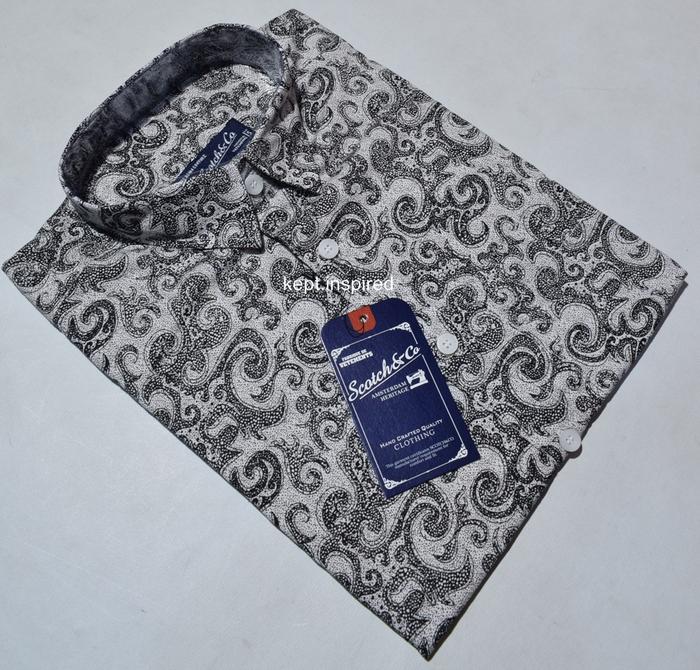 SCOTCH&CO Kemeja Pria Casual Lengan Pendek Putih Motif Reguler TDS 38